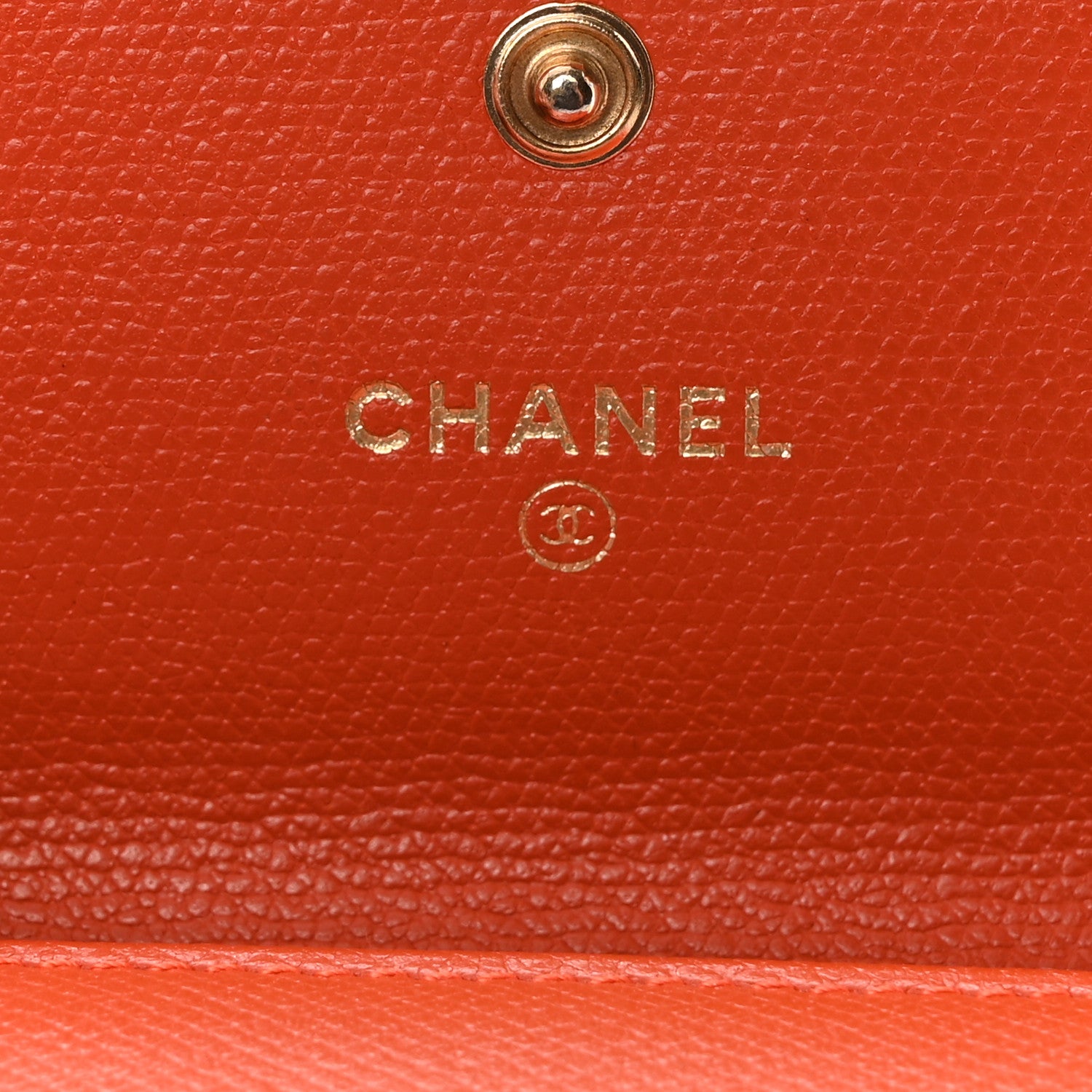Chanel Grained Calfskin CC Button Compact Wallet Orange 8 of 11