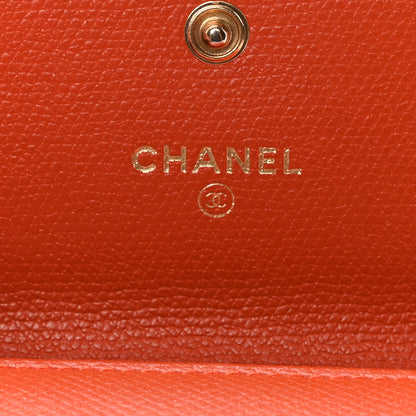 Chanel Grained Calfskin CC Button Compact Wallet Orange 8 of 11