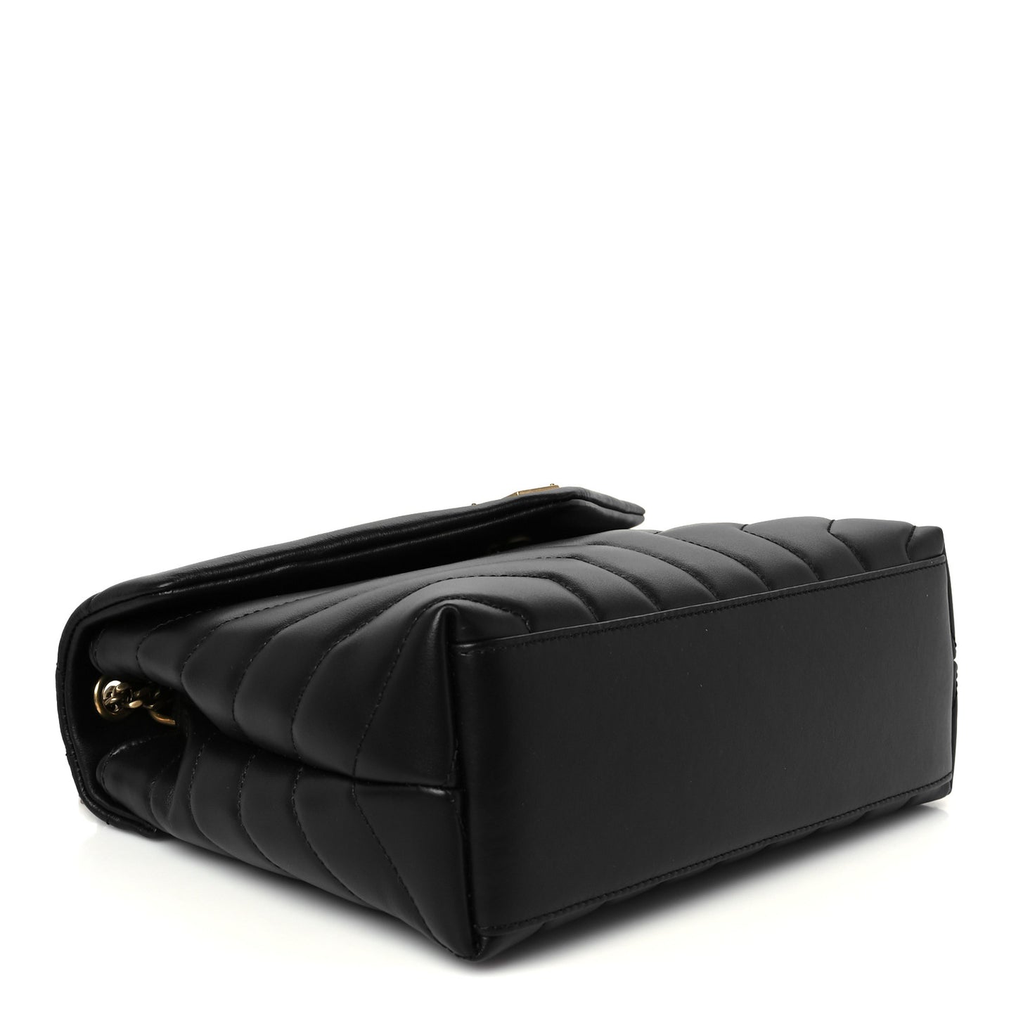 Calfskin Y Quilted Monogram Small Loulou Chain Satchel Black