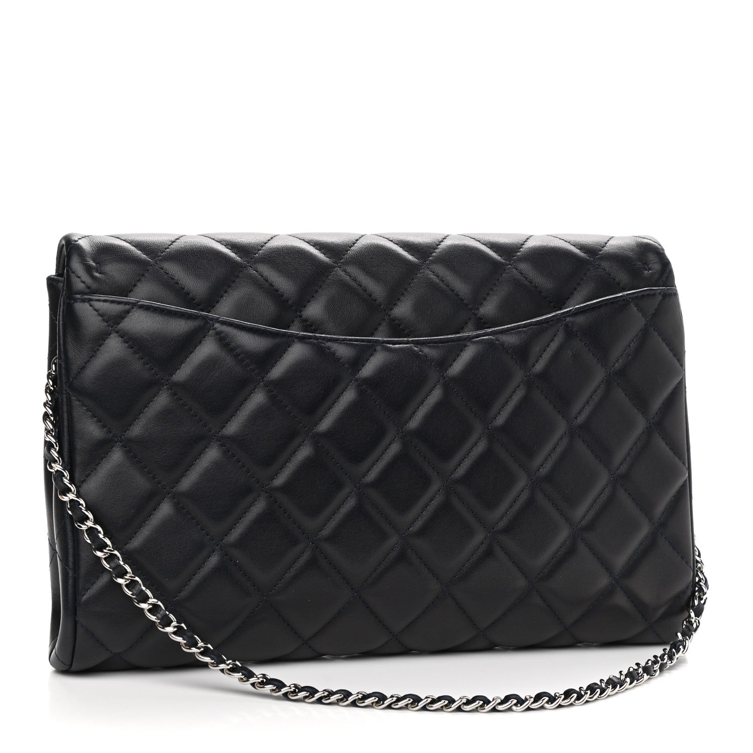 Chanel Lambskin Quilted Clutch With Chain Flap Black 3 of 10