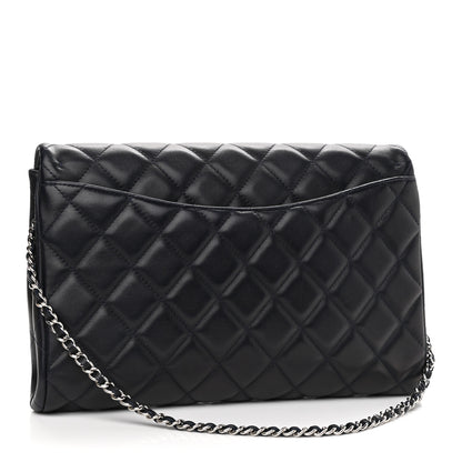 Chanel Lambskin Quilted Clutch With Chain Flap Black 3 of 10