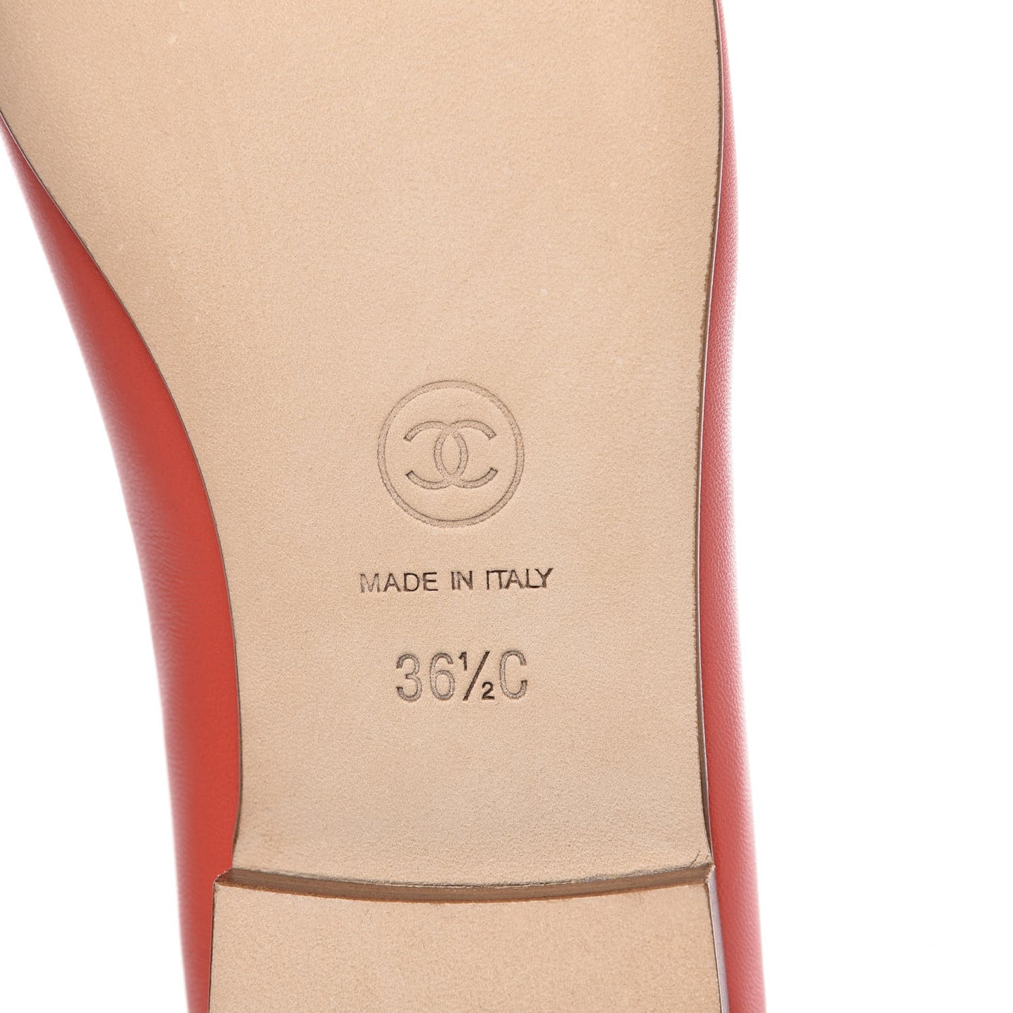 Lambskin Cap Toe Ballerina Flats 36.5 Coral
