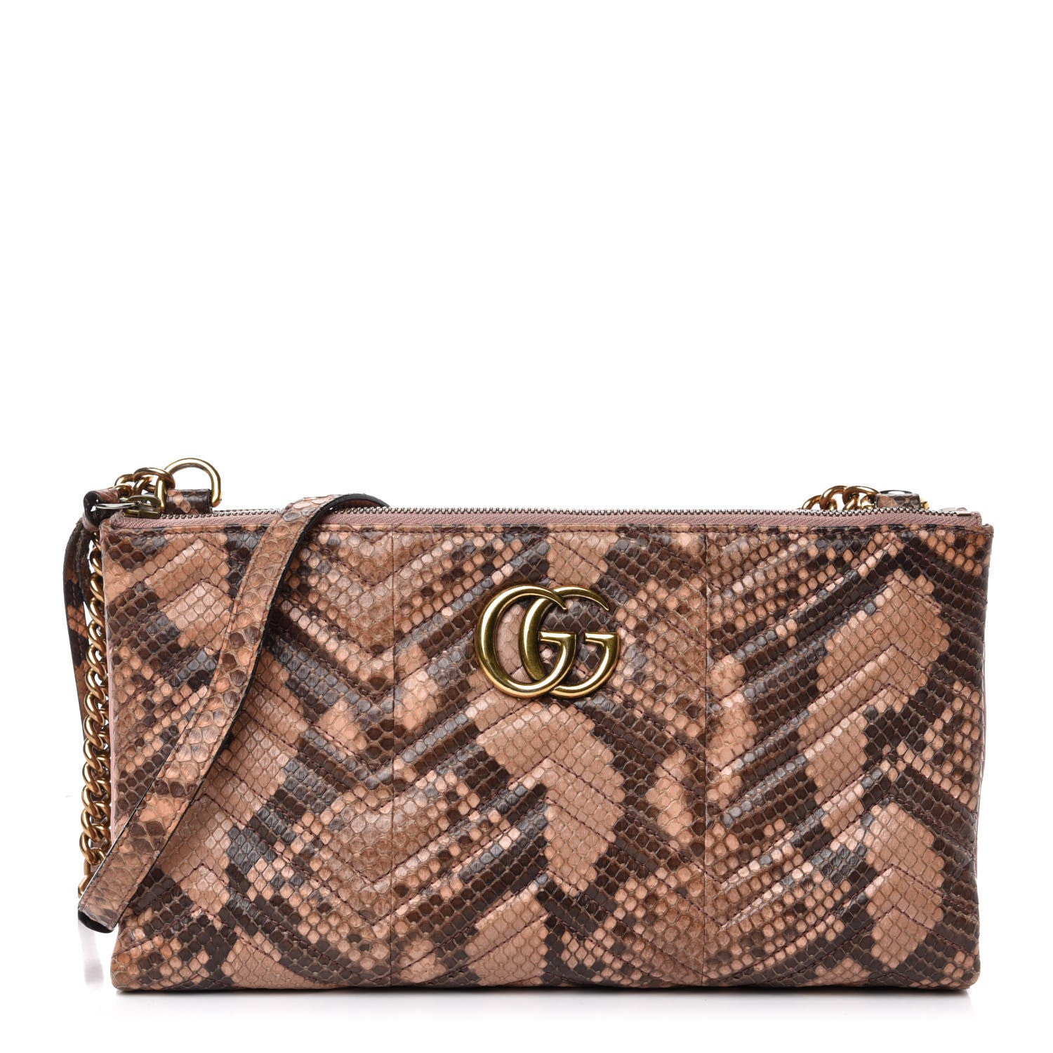 Gucci Snakeskin Matelasse GG Marmont Double Zip Chain Bag 1 of 11