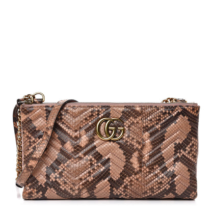 Gucci Snakeskin Matelasse GG Marmont Double Zip Chain Bag 1 of 11