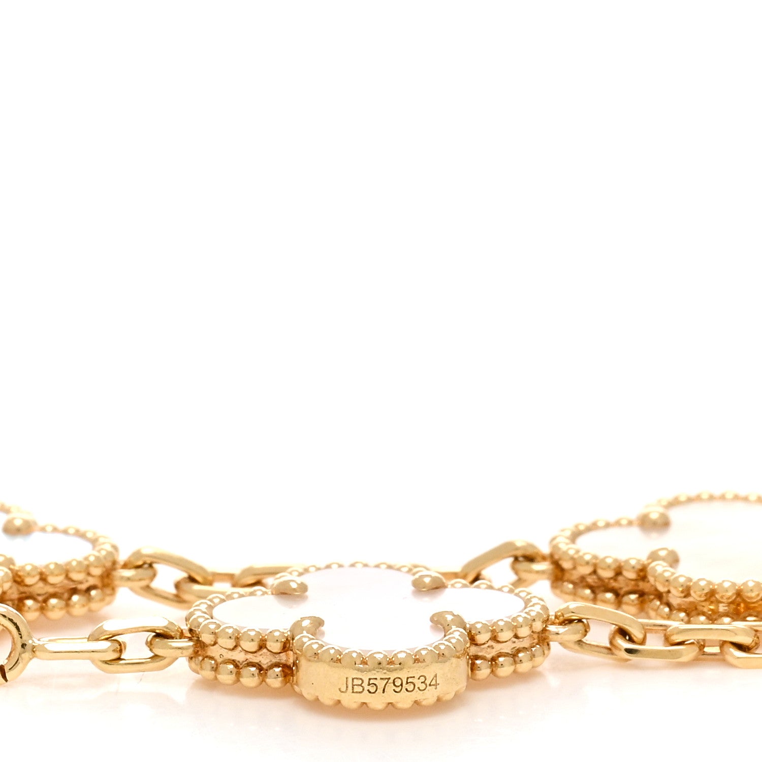 Van Cleef & Arpels 18K Yellow Gold Mother of Pearl 5 Motifs Vintage Alhambra Bracelet 4 of 5