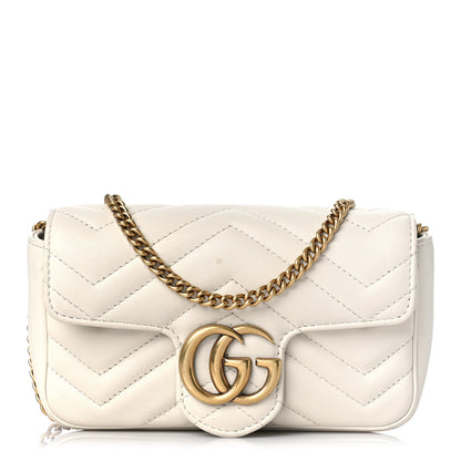 Gucci Calfskin Matelasse Super Mini GG Marmont Shoulder Bag White 1 of 12