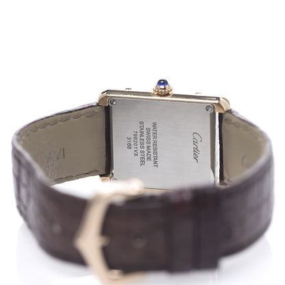 Cartier Stainless Steel 18K Pink Gold Alligator 24mm Tank Solo Quartz Watch Brown 4 of 7