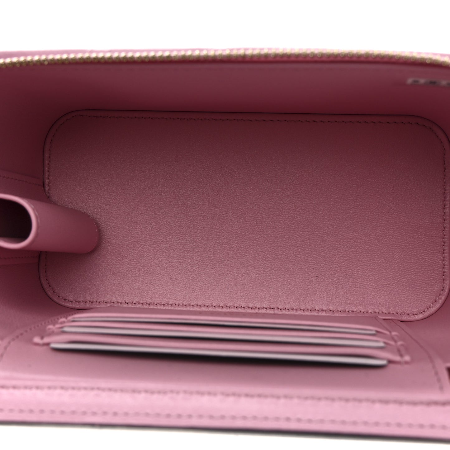 Lambskin Quilted Small Top Handle Vanity Case With Chain Pink