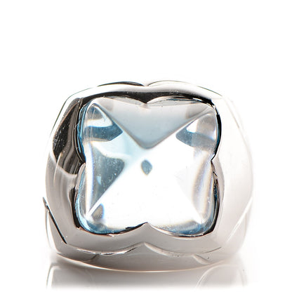 Bulgari 18K White Gold Blue Topaz Piramide Ring 4.5 1 of 7