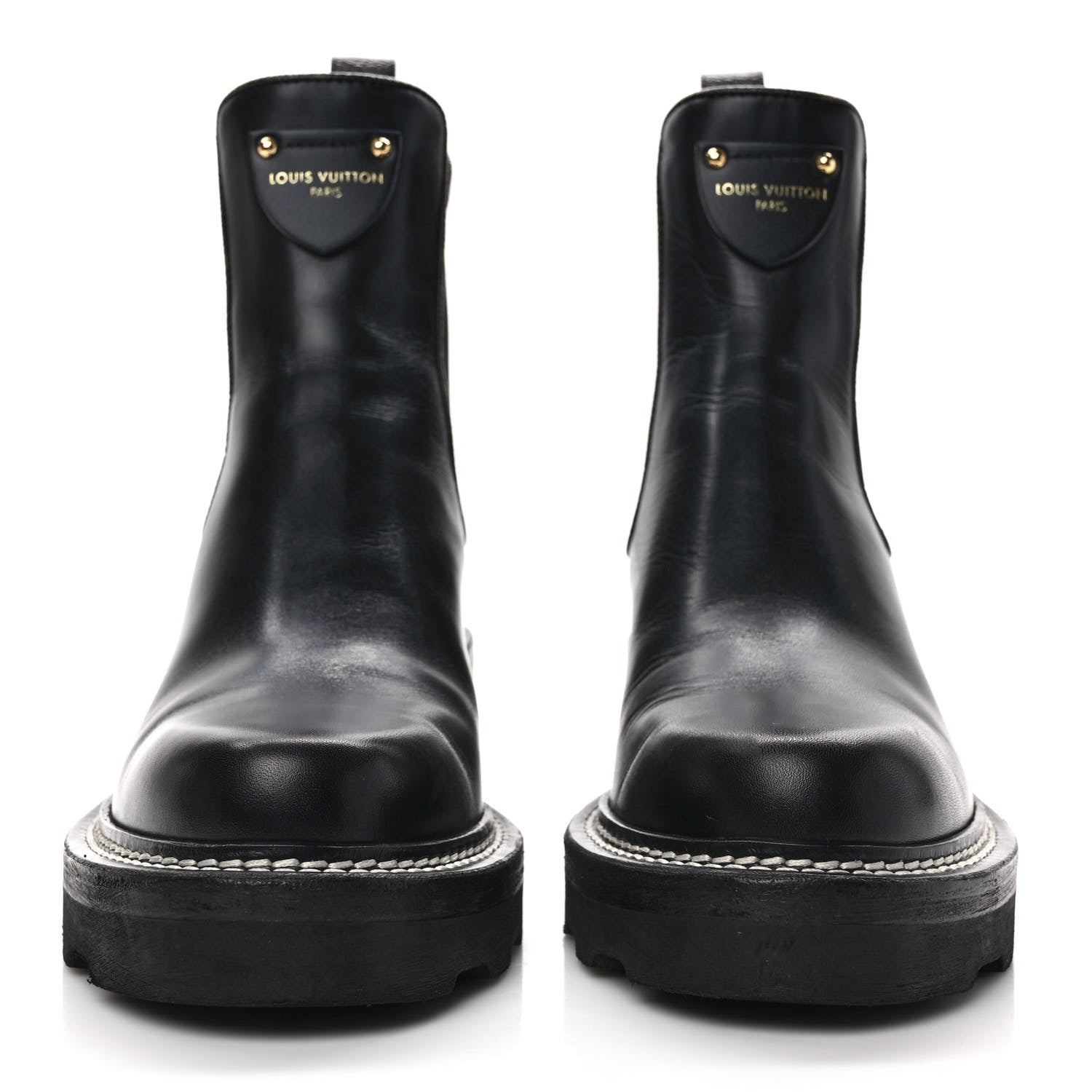 Louis Vuitton Calfskin Monogram Beaubourg Ankle Boots 37.5 Black 2 of 9