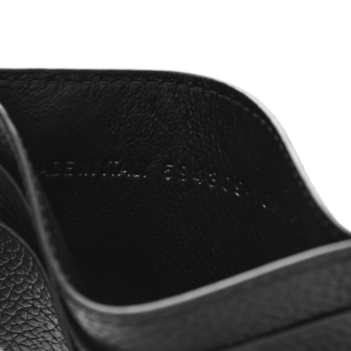 Grained Calfskin Logo Cash Card Holder Black Fluo Green