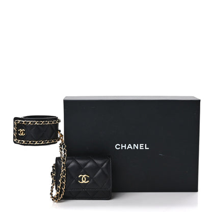 Chanel Lambskin Quilted Flap Card Holder With Cuff L Black 9 of 9