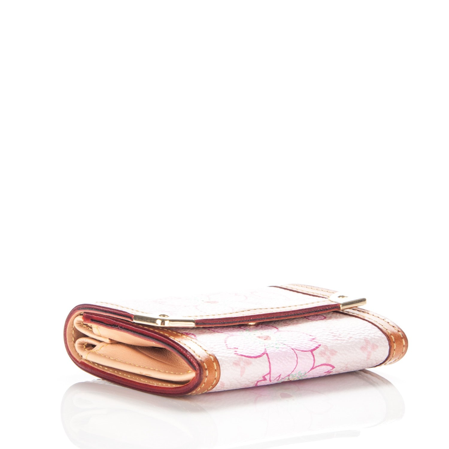 Louis Vuitton Monogram Cherry Blossom Porte-Monnaie Plat Coin Purse Pink 4 of 7