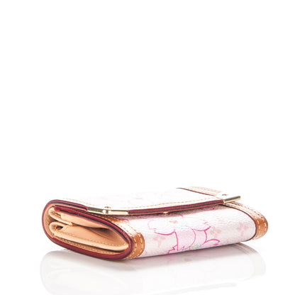 Louis Vuitton Monogram Cherry Blossom Porte-Monnaie Plat Coin Purse Pink 4 of 7
