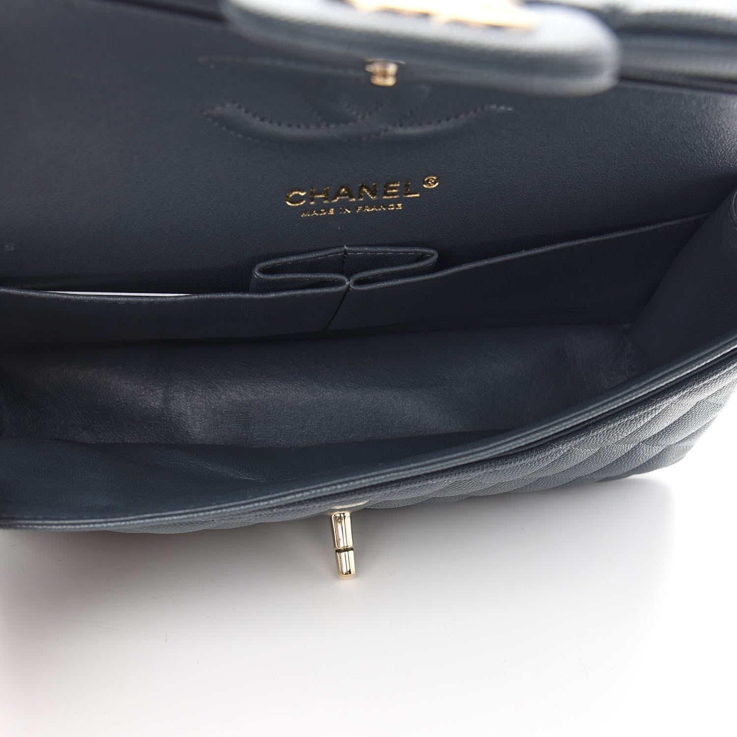 Chanel Caviar Quilted Medium Double Flap Dark Grey 5 of 9