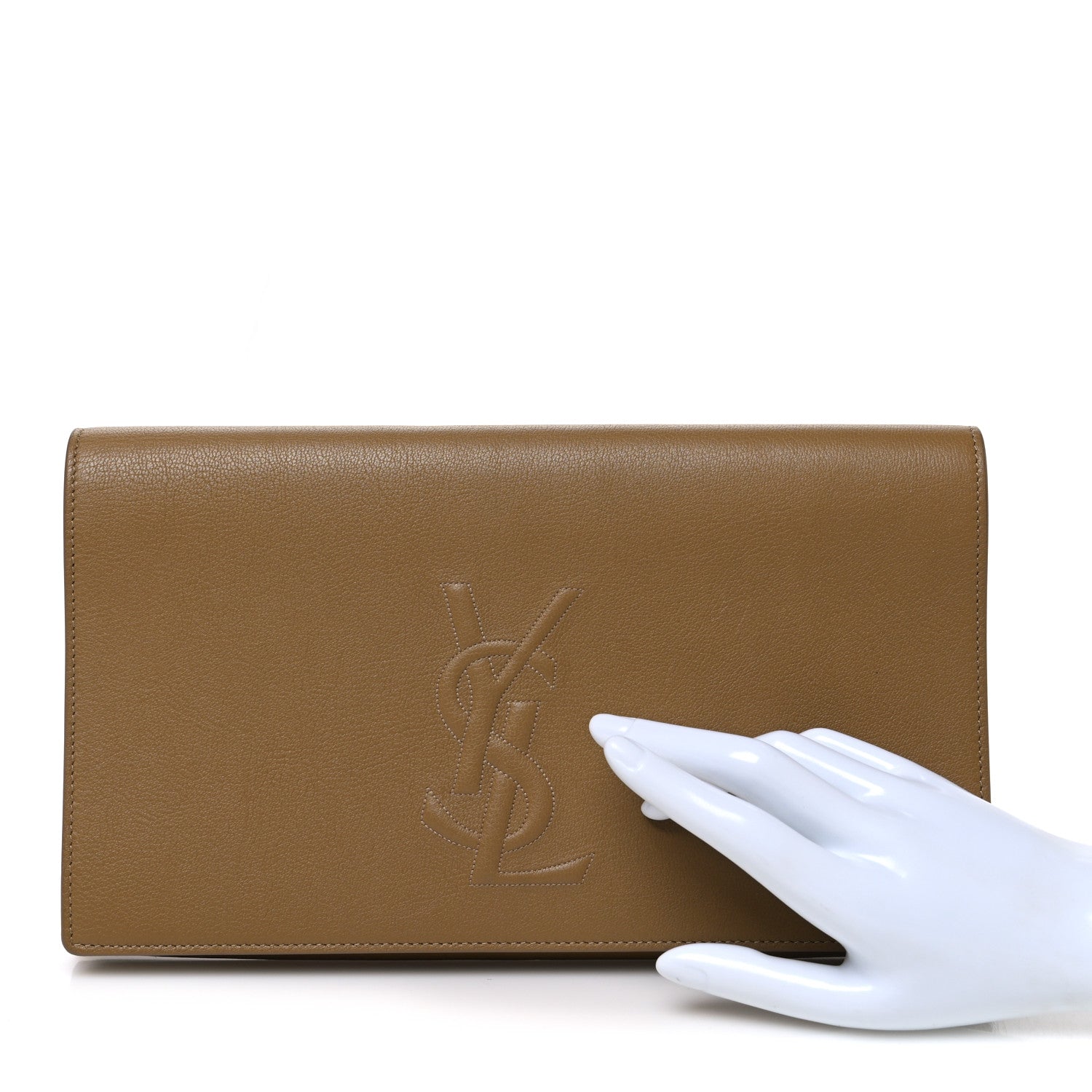 Saint Laurent Calfskin Monogram Large Belle De Jour Clutch  Beige 2 of 7