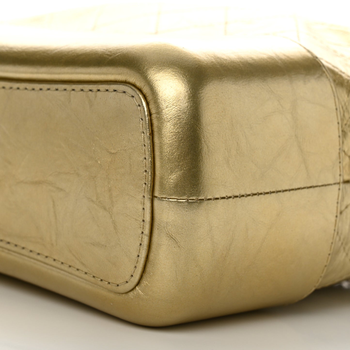Metallic Aged Calfskin Quilted Medium Gabrielle Gold