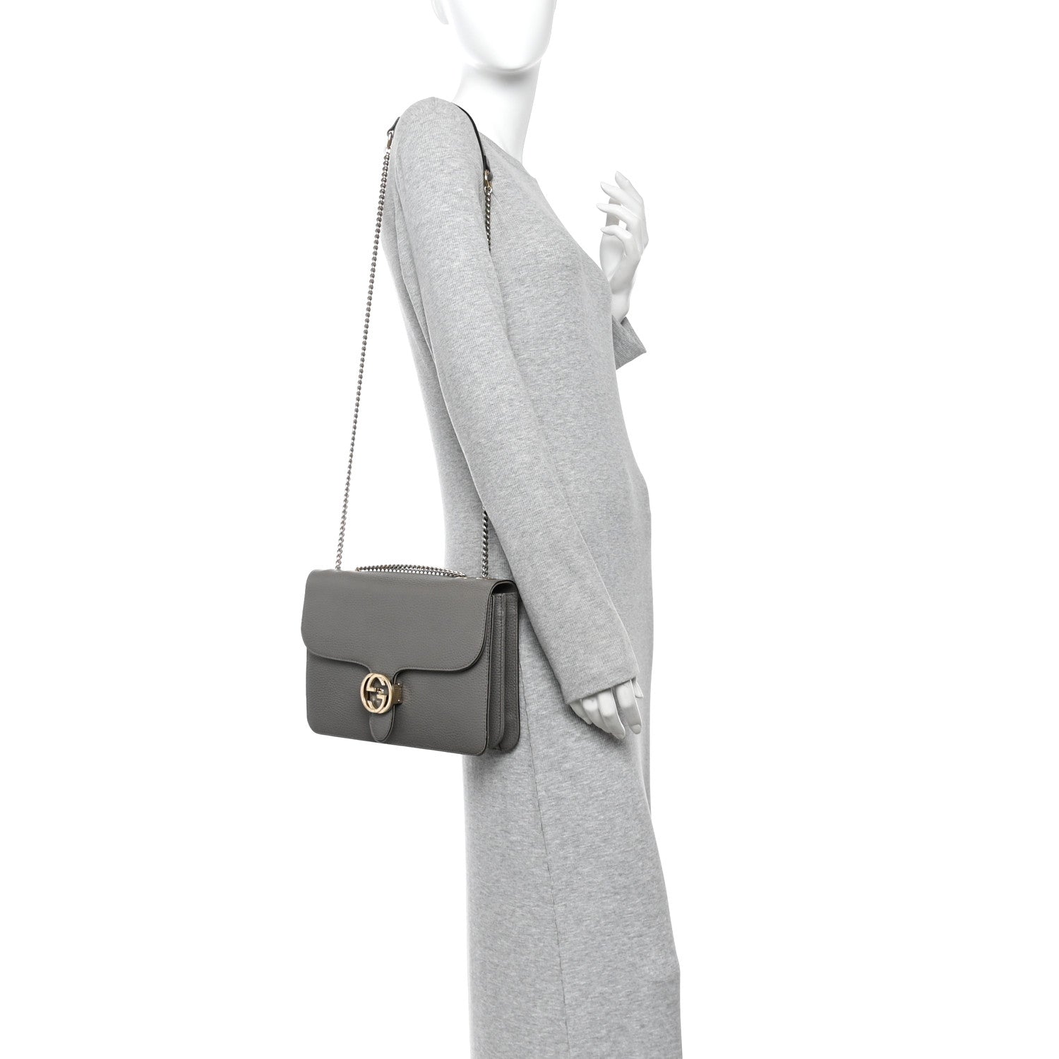 Gucci Dollar Calfskin Interlocking G Shoulder Bag Loess 2 of 13