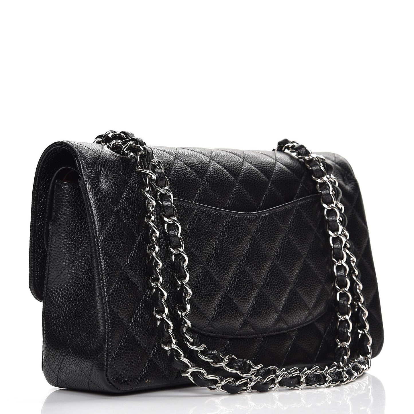 Caviar Quilted Medium Double Flap Black