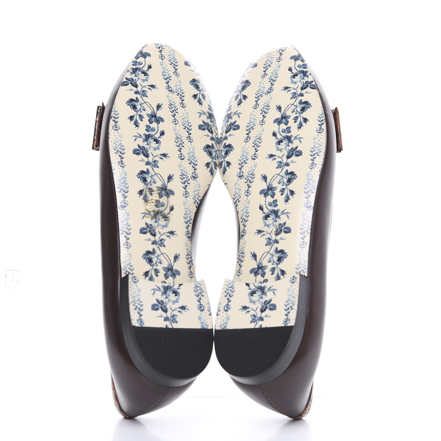 Gucci Malaga Kid Elaphe Yva Ballet Flats 37 Cocoa 5 of 9