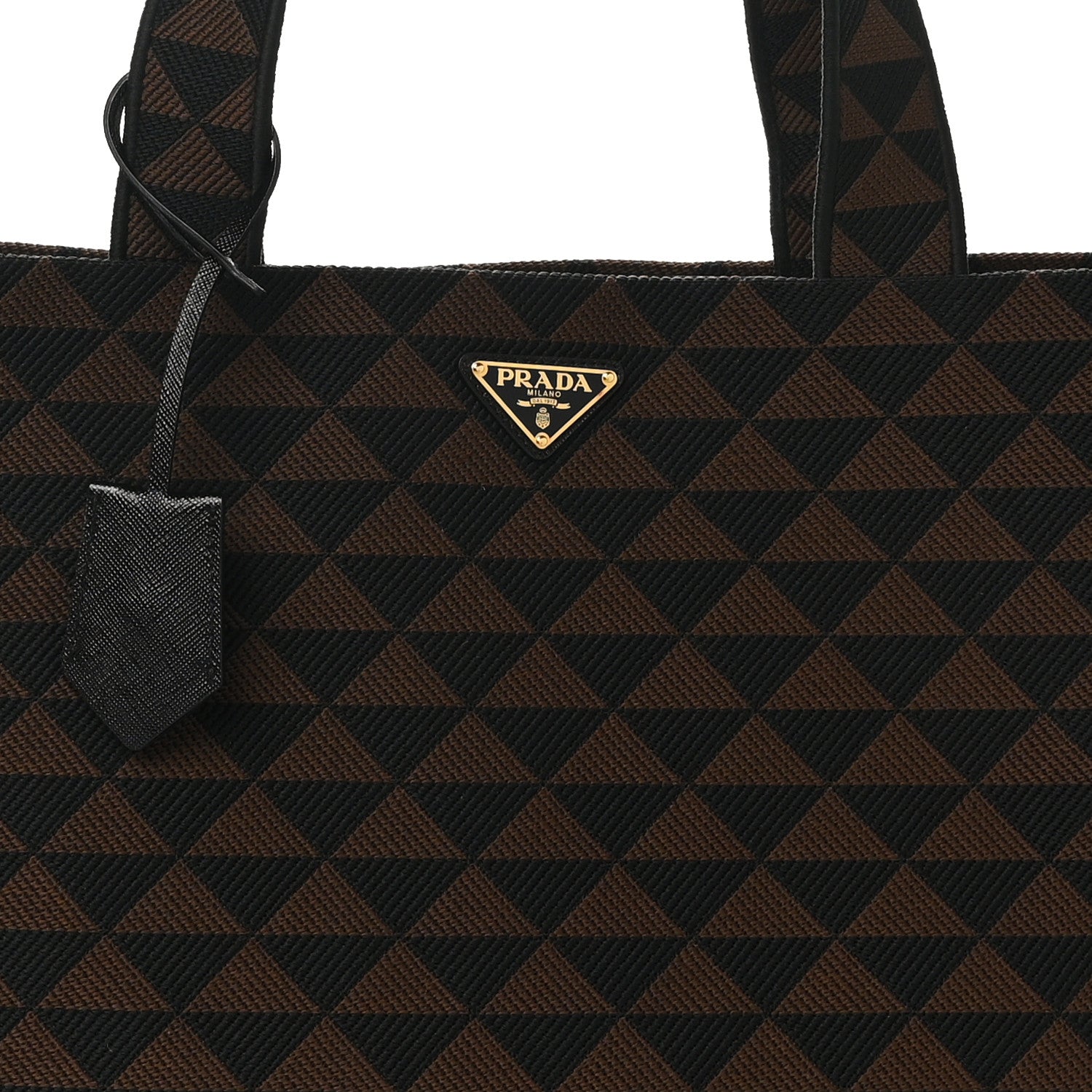 Prada Jacquard Saffiano Triangolo Symbole Embroidered Shopping Tote Black Corda 7 of 9