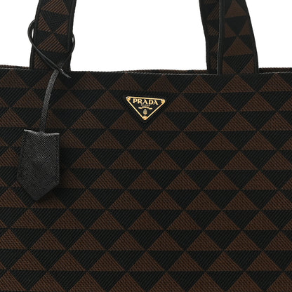 Prada Jacquard Saffiano Triangolo Symbole Embroidered Shopping Tote Black Corda 7 of 9