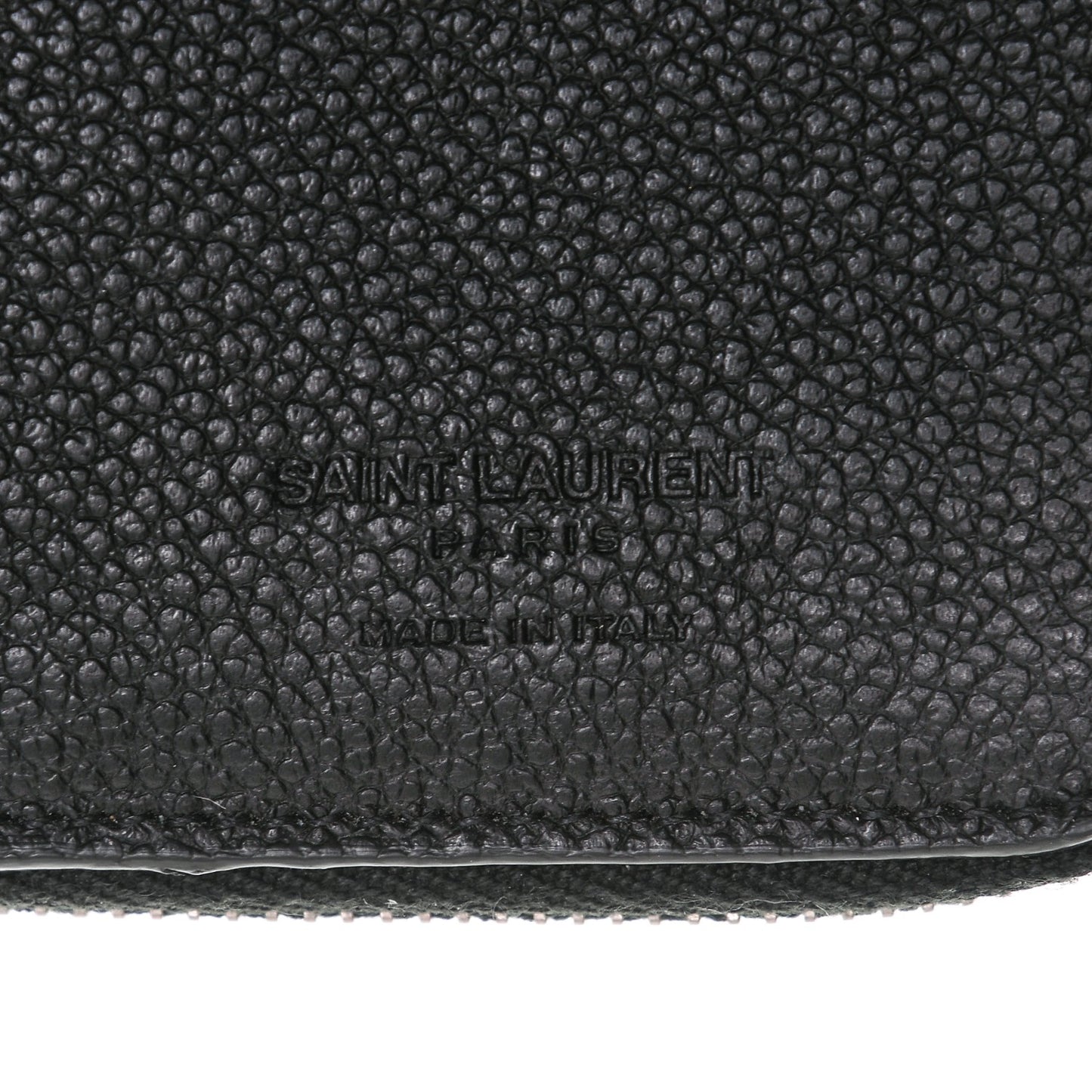 Grained Calfskin Rive Gauche Compact Zip Around Wallet Black