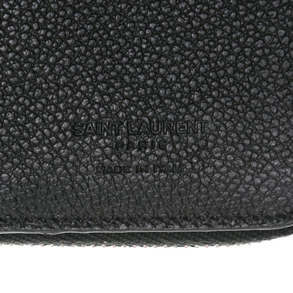 Saint Laurent Grained Calfskin Rive Gauche Compact Zip Around Wallet Black 6 of 6