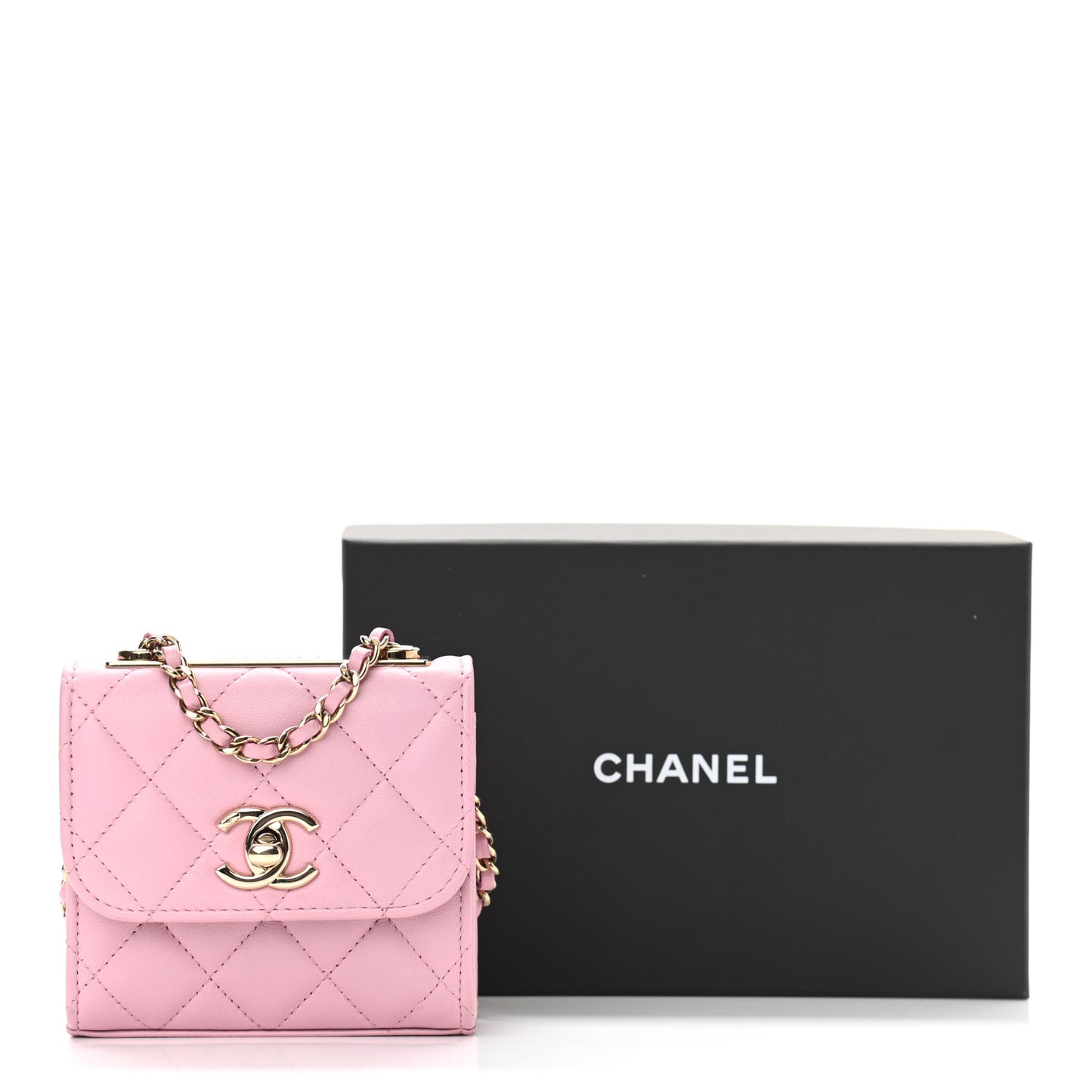 Lambskin Quilted Mini Trendy CC Clutch With Chain Dark Pink