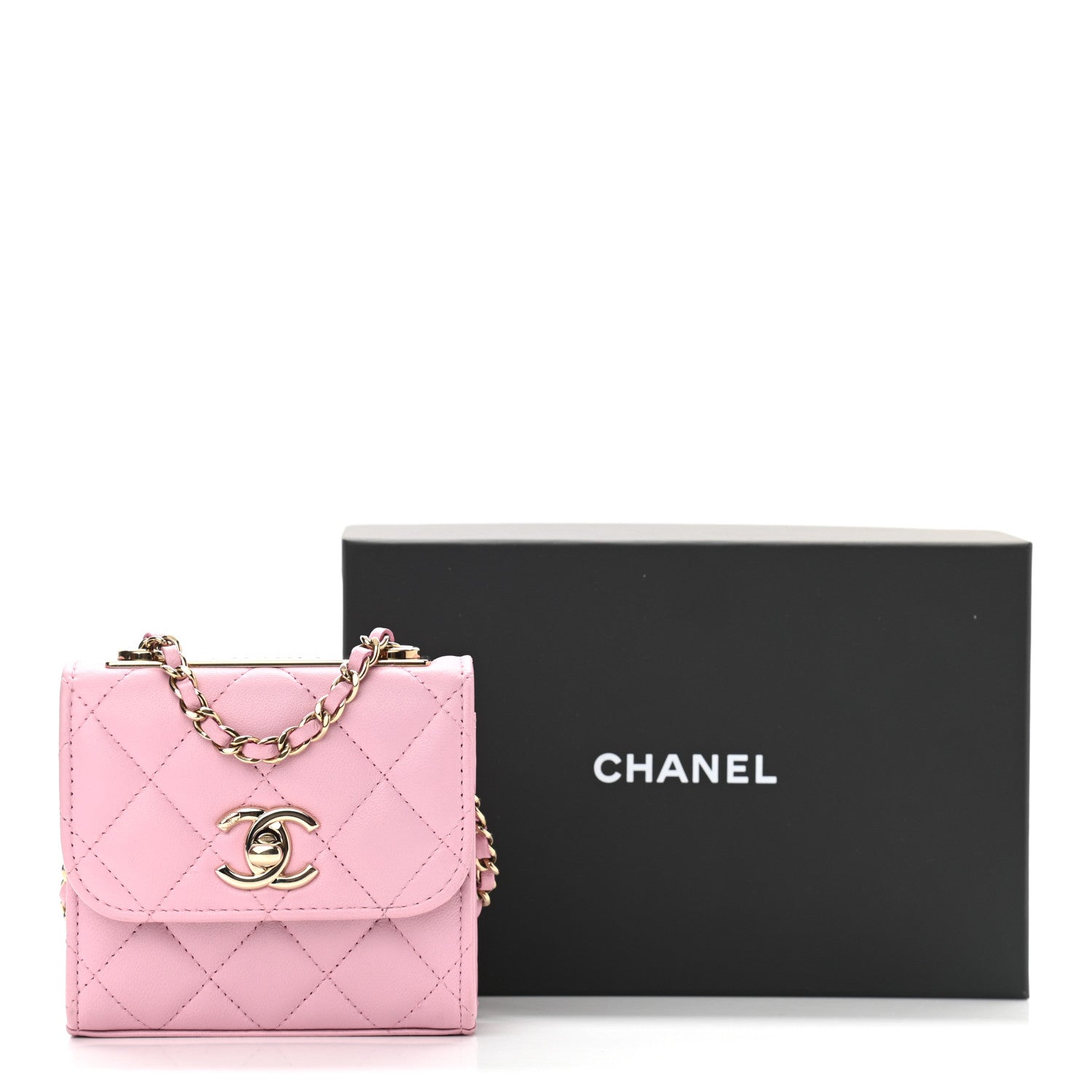 Chanel Lambskin Quilted Mini Trendy CC Clutch With Chain Dark Pink 10 of 10