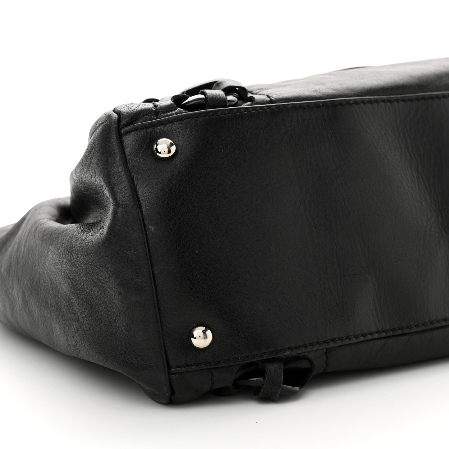 Calfskin Modern Chain Rhodoid East West Tote Black