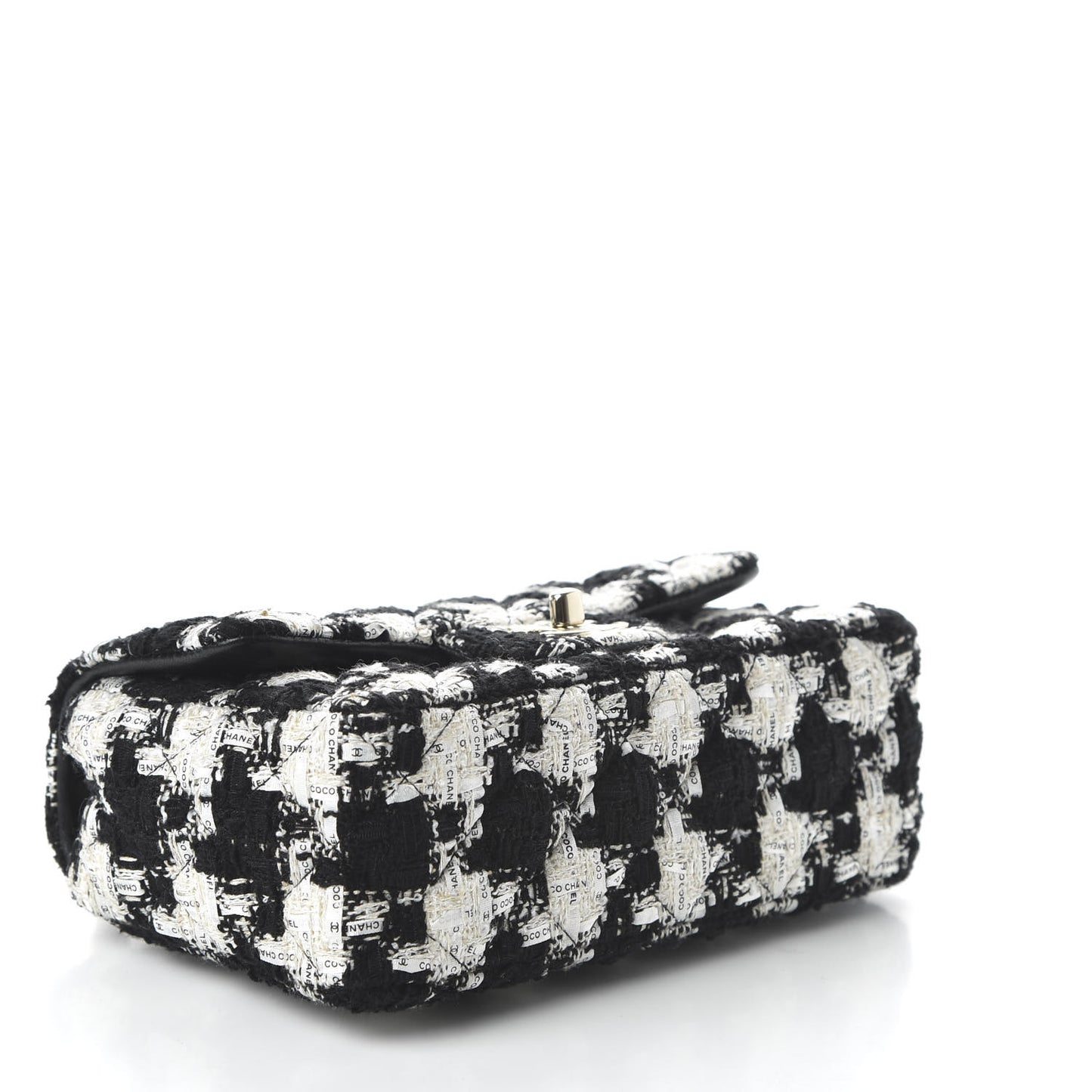 Tweed Quilted Mini Rectangular Flap Black Ecru White