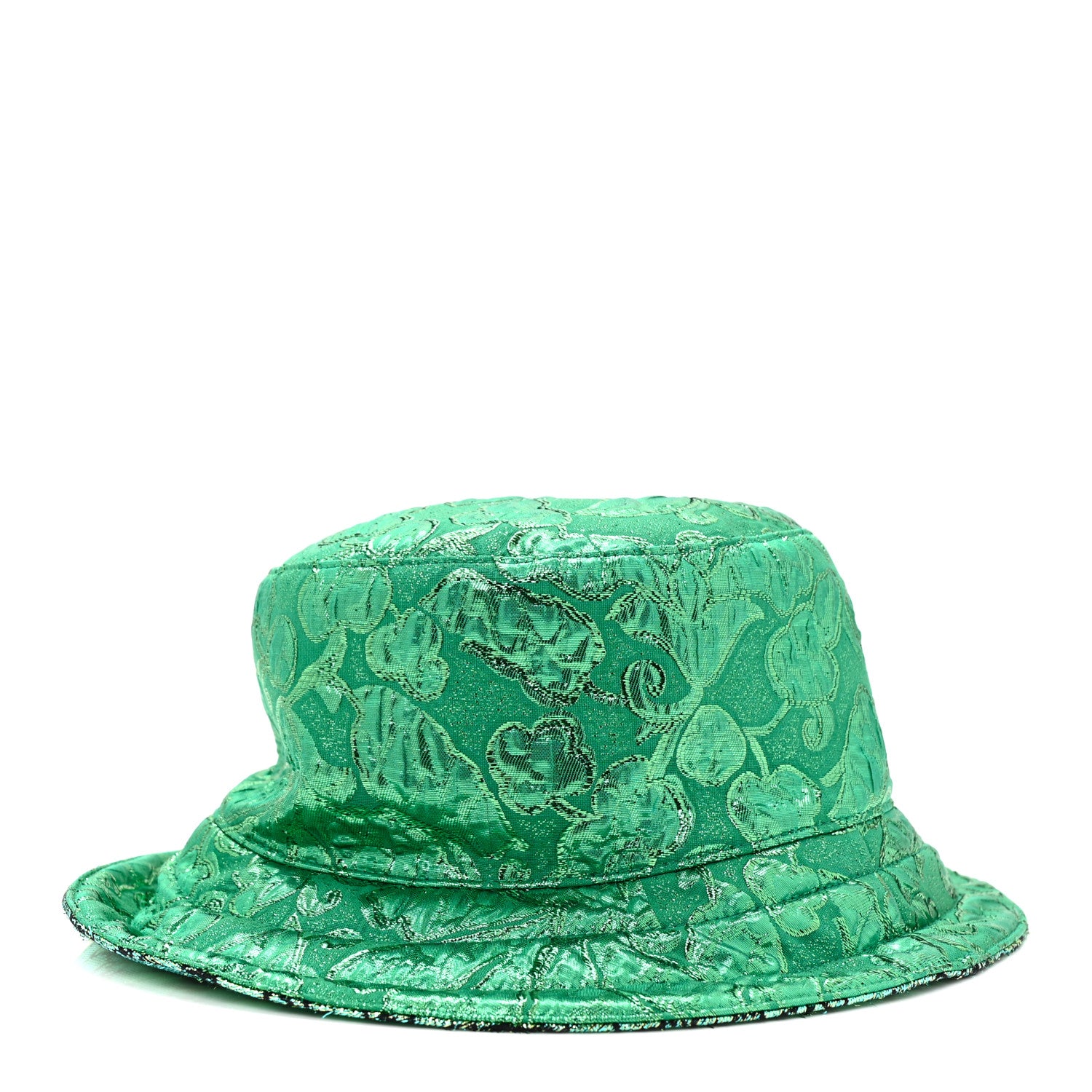 Gucci Canvas Lame GG Monogram Reversible Bucket Hat L Green 1 of 15