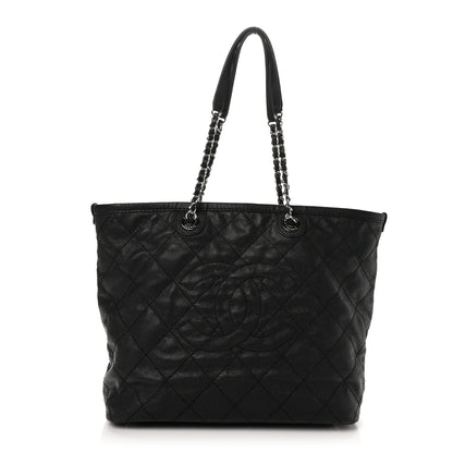 Chanel Grained Calfskin Quilted Large Daily Shopping Tote Black Black 1 of 11