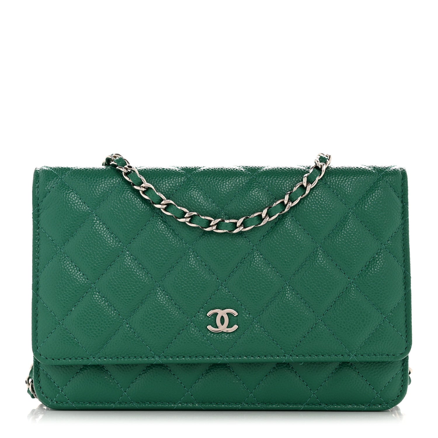 Chanel Caviar Quilted Wallet On Chain WOC Green 9 of 12