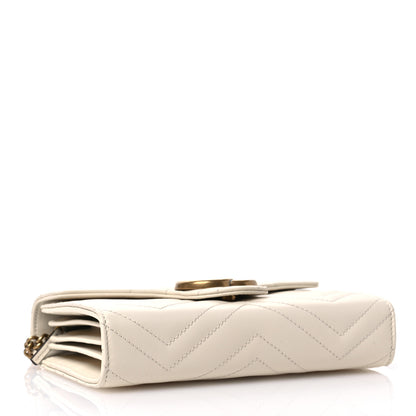 Gucci Calfskin Matelasse GG Marmont Chain Wallet Mystic White 4 of 12