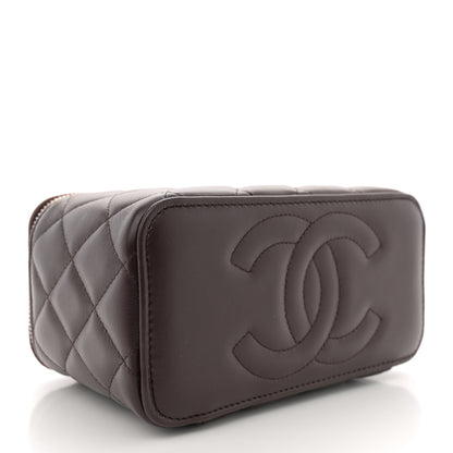 Chanel Lambskin Quilted Small Top Handle Vanity Case With Chain Dark Brown 4 of 11