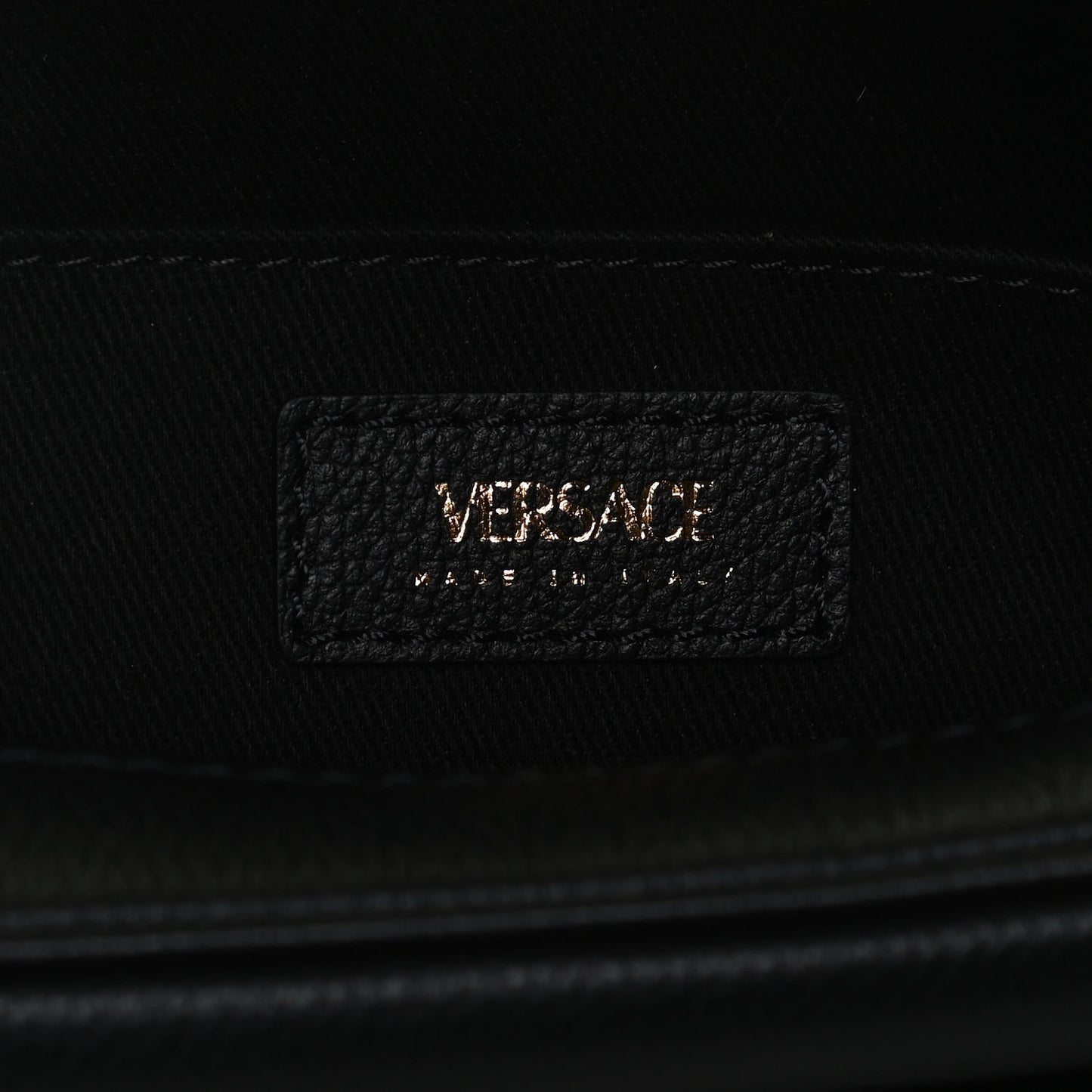 Grained Calfskin Medusa Camera Bag Black