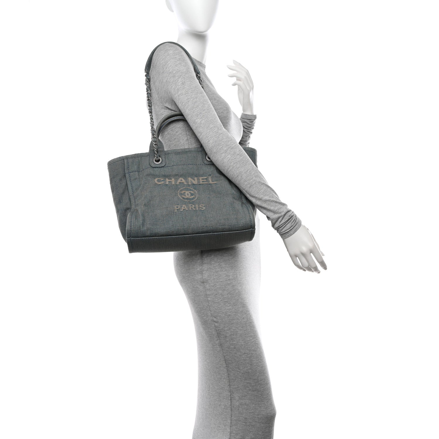 Chanel Denim Small Deauville Tote Light Blue 3 of 12