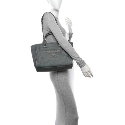 Chanel Denim Small Deauville Tote Light Blue 3 of 12
