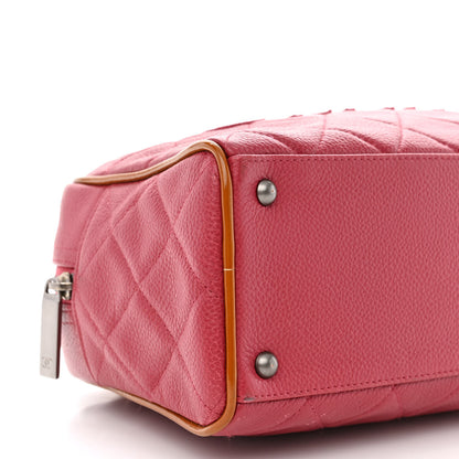 Chanel Caviar Patent Quilted Large Bowler Bag Red 9 of 13
