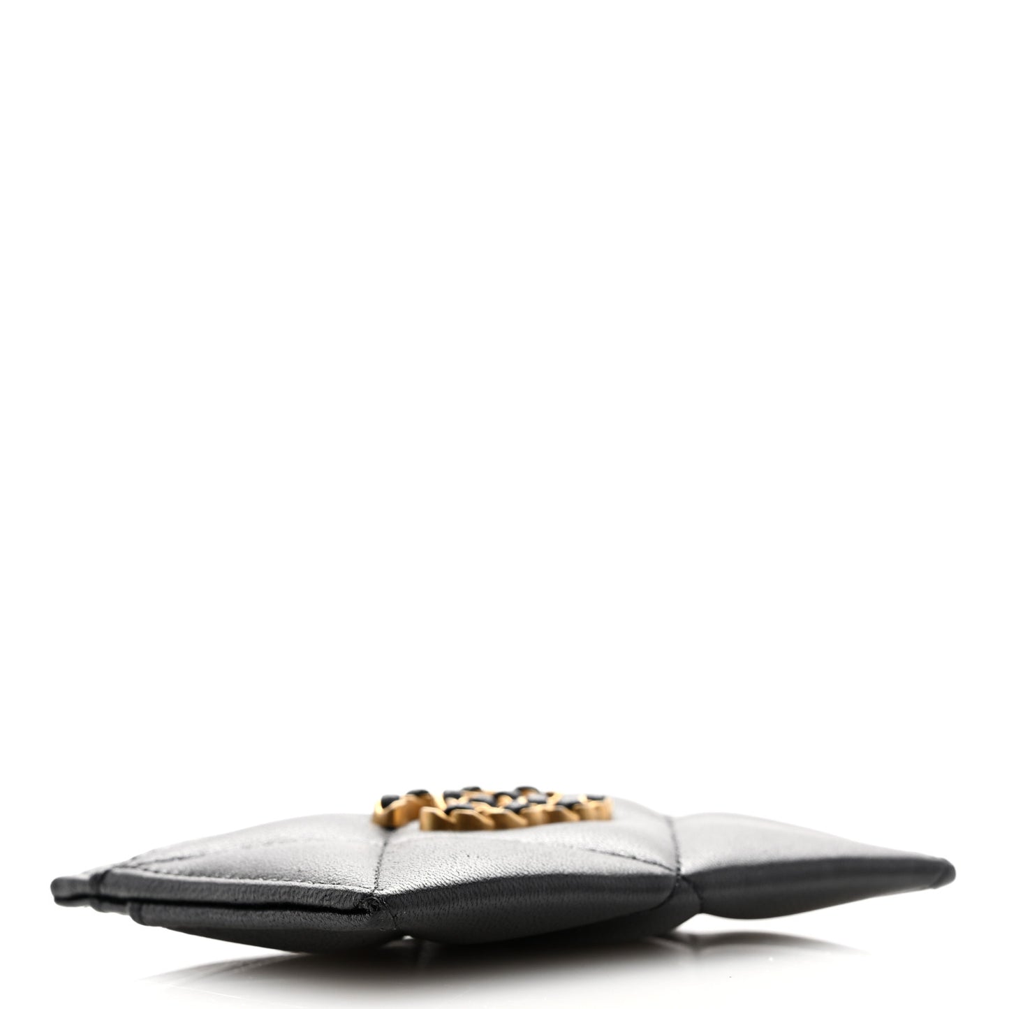 Lambskin Quilted Chanel 19 Card Holder Black