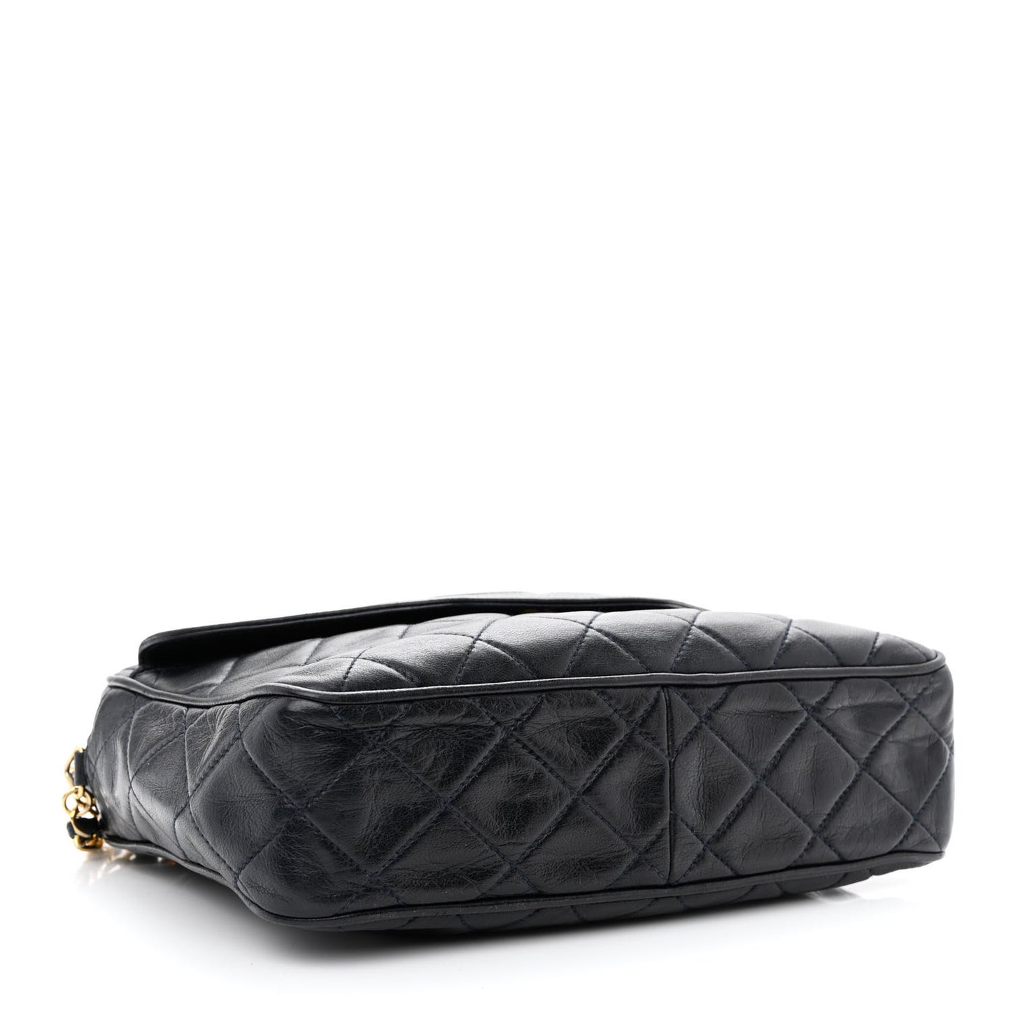 Lambskin Quilted Tassel Camera Case Navy