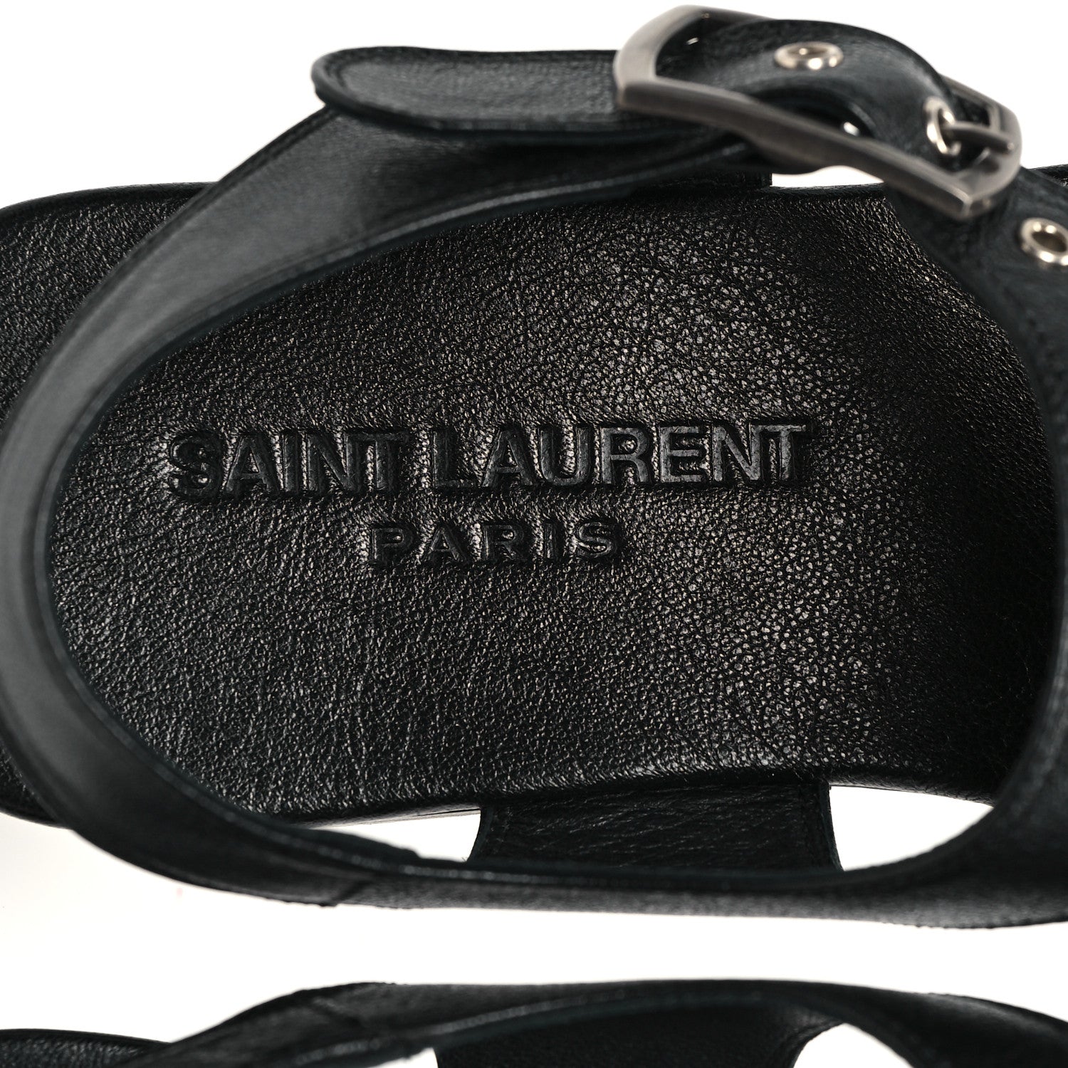 Saint Laurent Calfskin Incrociato Denver Monogram Sandals 36 Black 8 of 9
