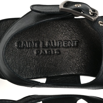 Saint Laurent Calfskin Incrociato Denver Monogram Sandals 36 Black 8 of 9