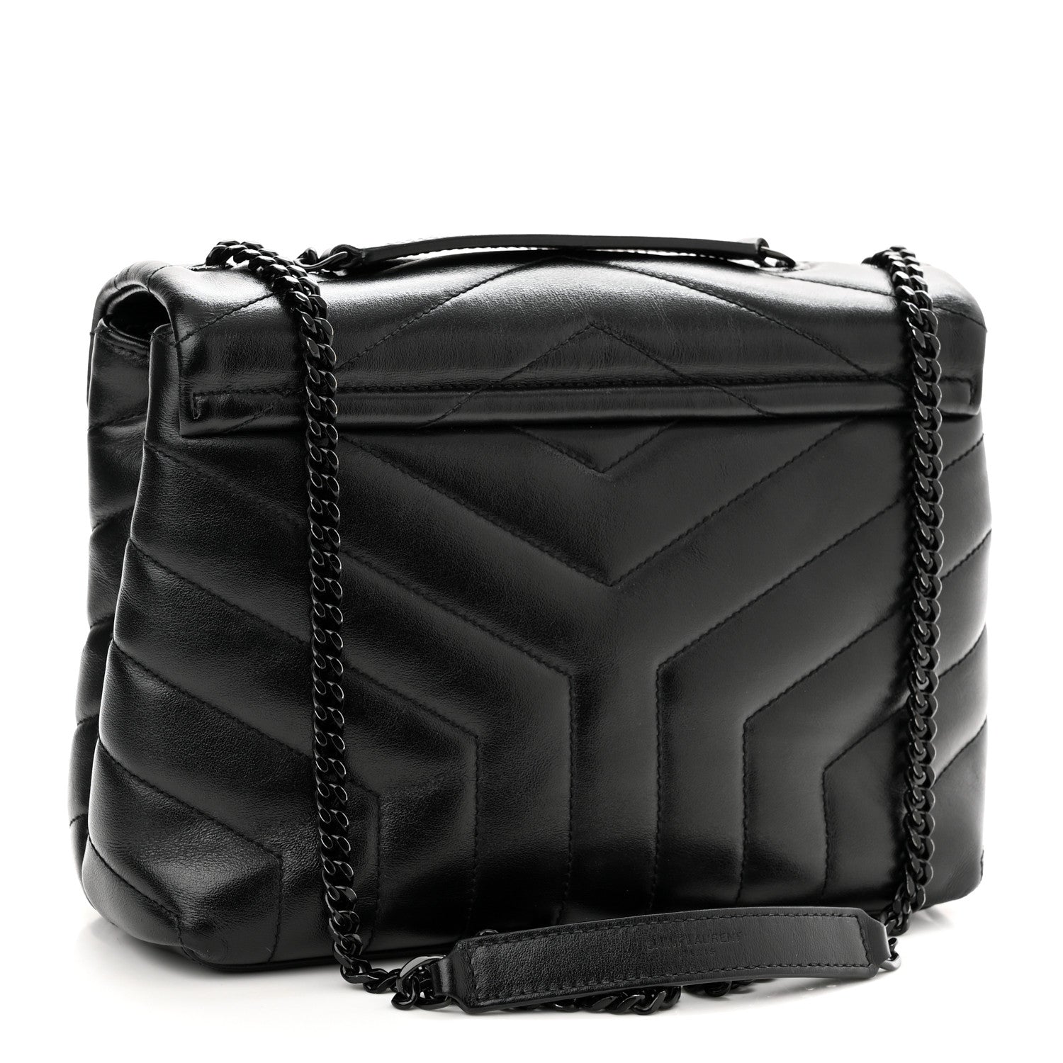 Saint Laurent Calfskin Y Quilted Monogram Monochrome Small Loulou Chain Satchel Black 2 of 12
