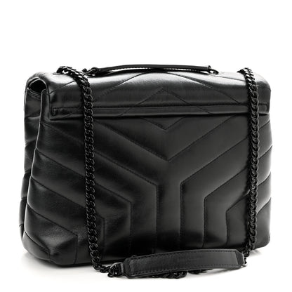 Saint Laurent Calfskin Y Quilted Monogram Monochrome Small Loulou Chain Satchel Black 2 of 12