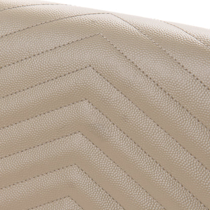Saint Laurent Grain De Poudre Matelasse Chevron Monogram Chain Wallet Nude Powder 11 of 13