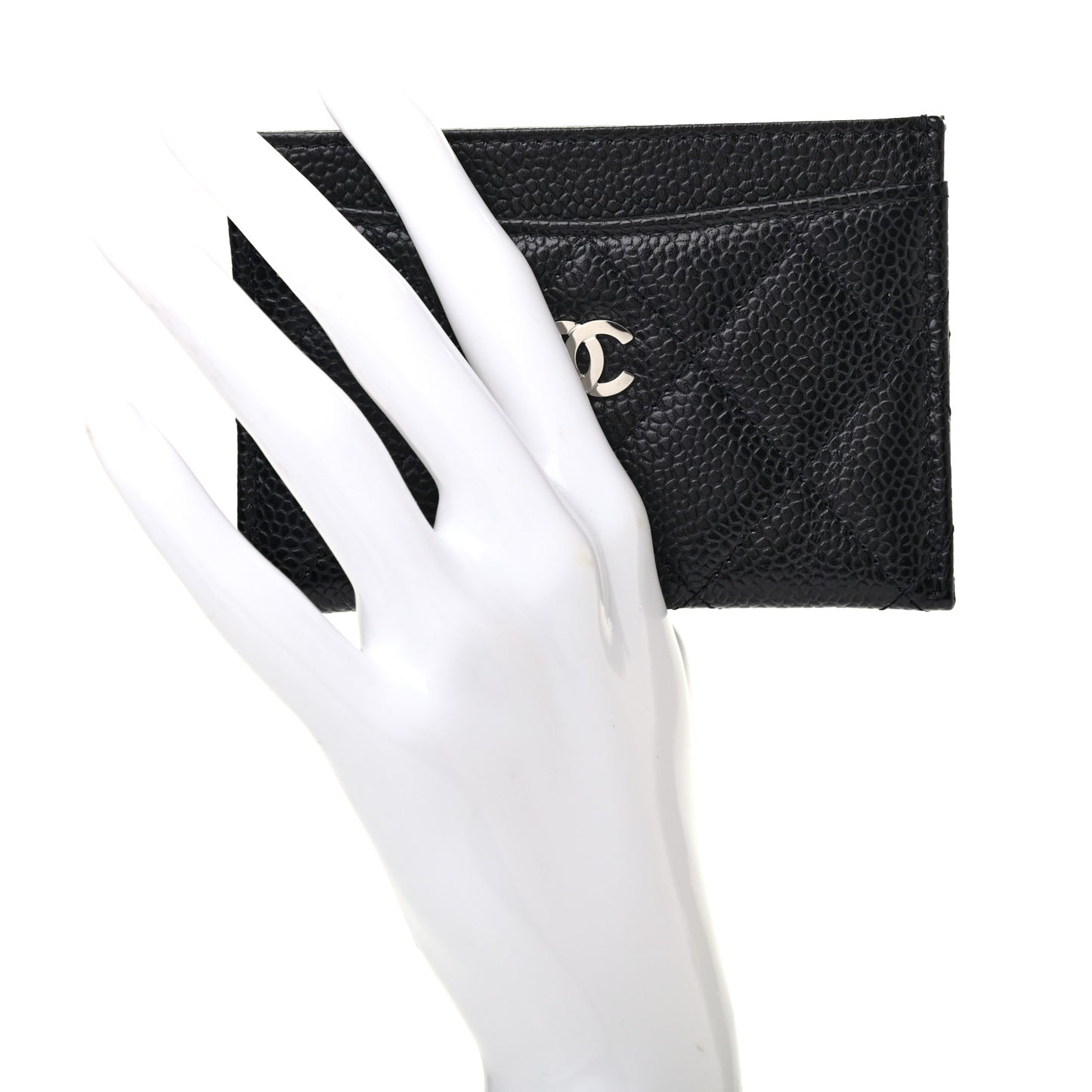 Caviar Quilted Card Holder Black