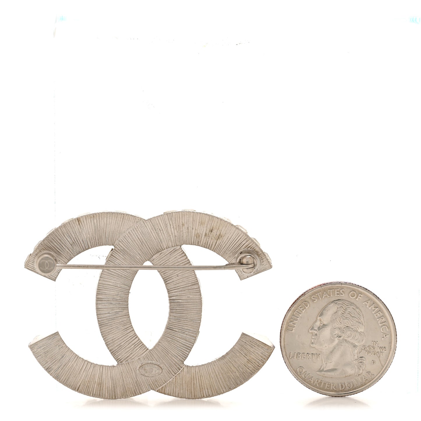 Baguette Crystal CC Brooch Silver